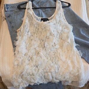 KAREN KANE Cream Lace Tank Top